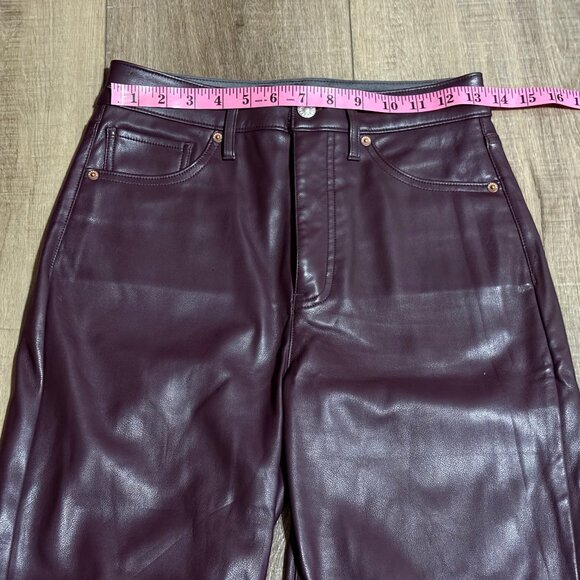 EXPRESS Modern Straight Super High Rise Faux Leather Pants Size 4 - Picture 9 of 14